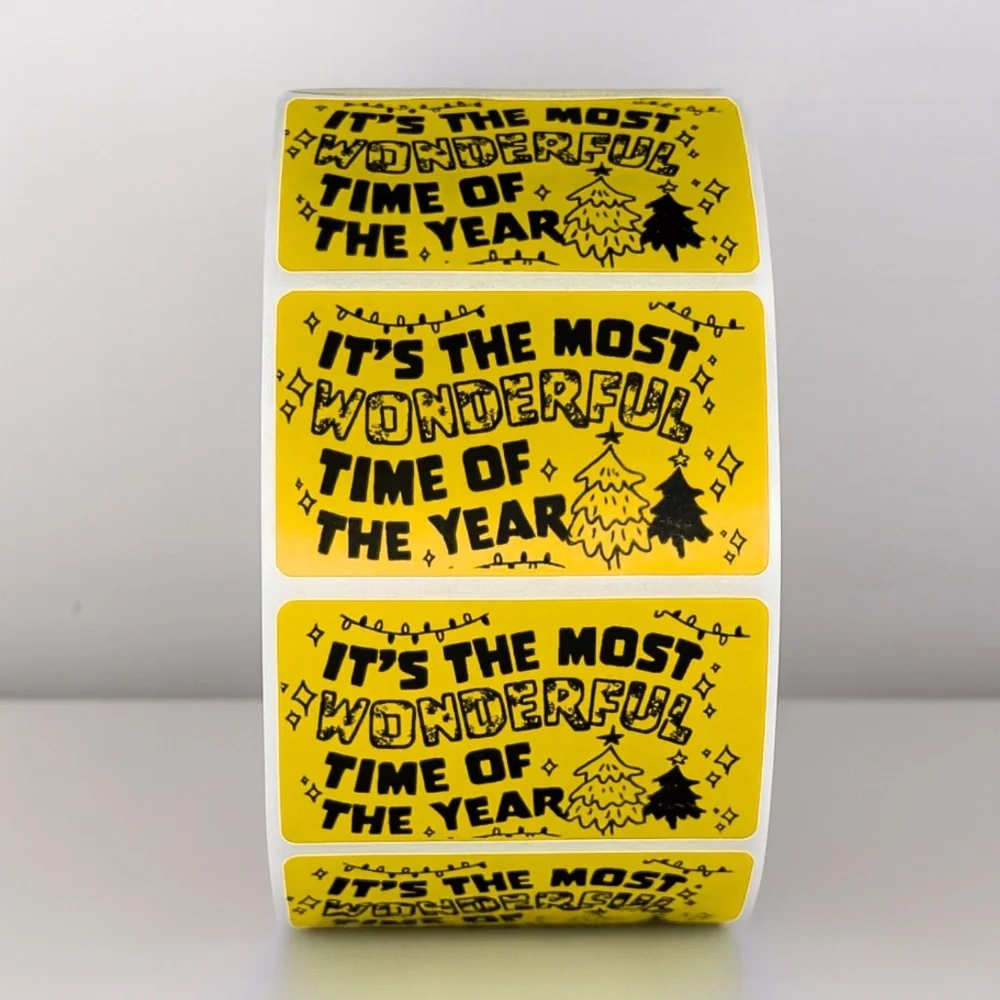 Wonderful Time of Year Stickers | Green Holiday Christmas Packaging Labels